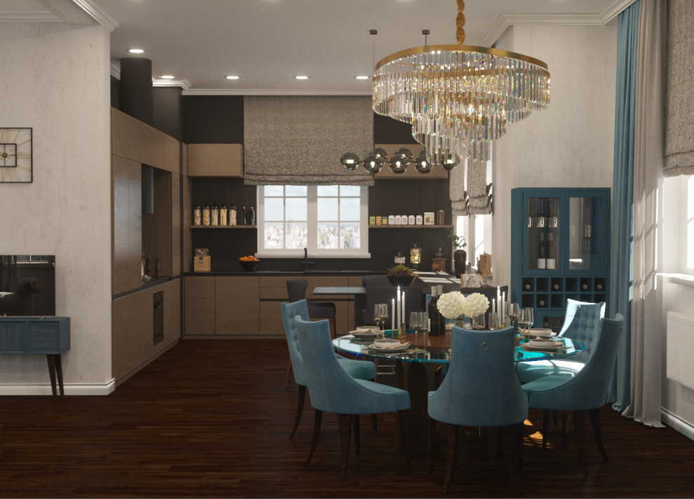 Интерьер обеденной части квартиры 75 кв м