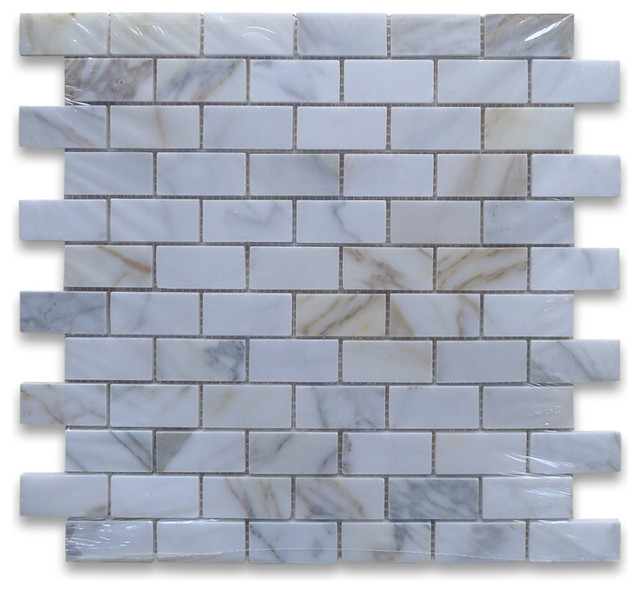 Stone Center Online Calacatta Gold Subway Brick Mosaic ...