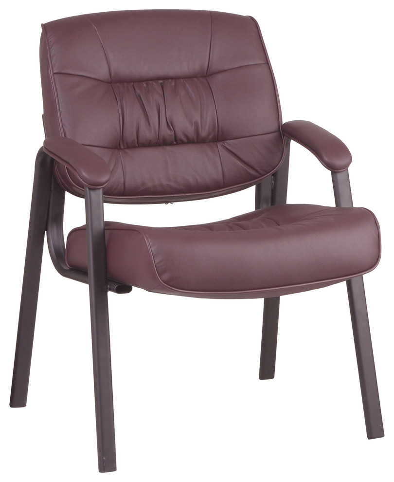 Work Smart EX Series EX8124-4 Deluxe Burgundy Leather Executive Visitors Chair