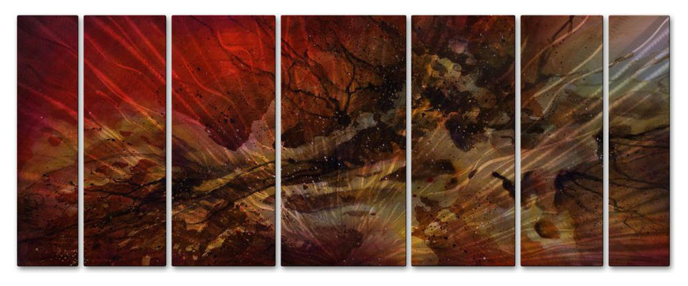 Michael Lang 'Red Swells' Metal Wall Art 7-piece Set