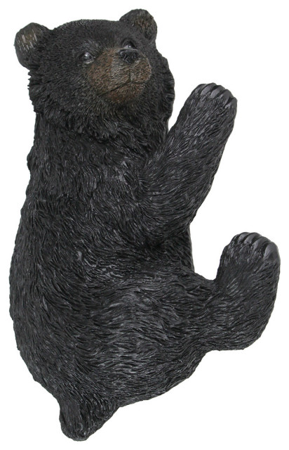 Resin Black Bear Tree Hugger Hanging Yard Ornament Garden Decor Outdoor Statue Rustic Garden Statues And Yard Art By Zeckos