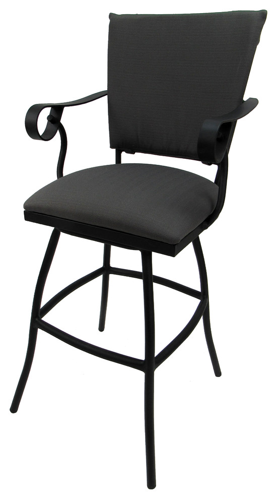 Outdoor Patio Extra Tall Spectator Swivel Bar Stool, Padded Back Jenna
