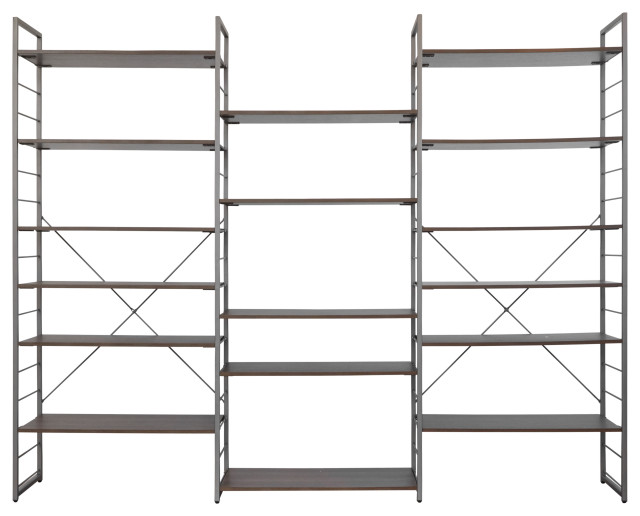 Contemporary Etagere Bookcase, 98"Wx79"H