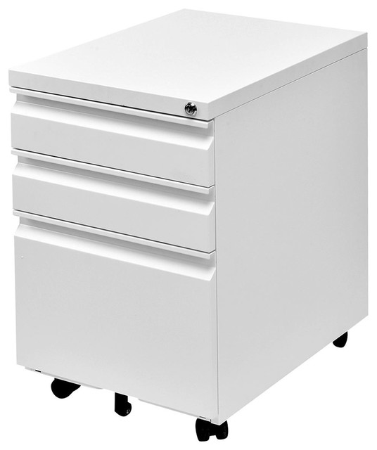 Modern 3 Drawers Rolling File Storage Cabinet Contemporary