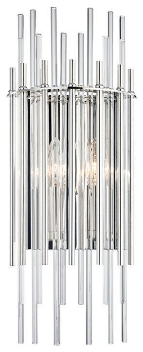 Wallis, 2 Light, Wall Sconce, Polished Nickel Finish, Clear Glass