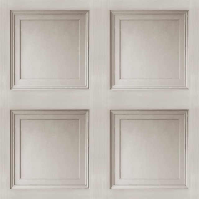 Contemporary 3D Faux Paneling Architectural Wainscot Wallpaper, R3696