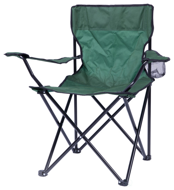 Portable Folding Outdoor Camping Chair with Can Holder, Green