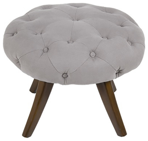 Tilly Tufted Linen Ottoman Stool Contemporary Footstools And
