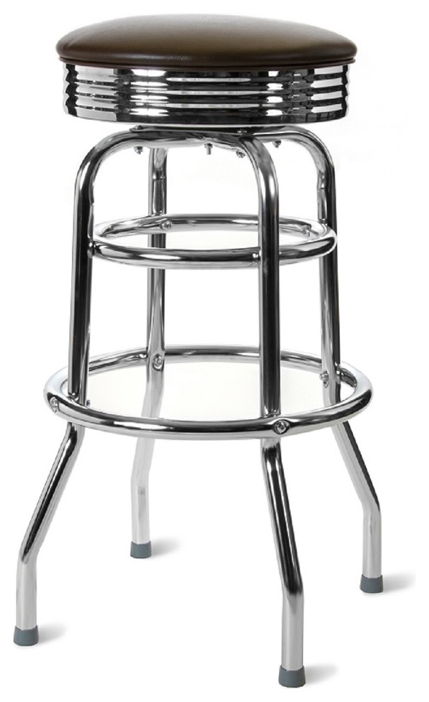 Retro Chrome Swivel Barstool Contemporary Bar Stools And Counter