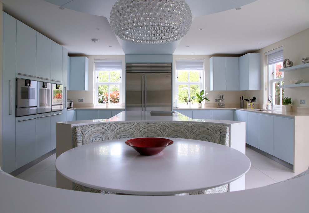 Design ideas for a contemporary kitchen in Hertfordshire.