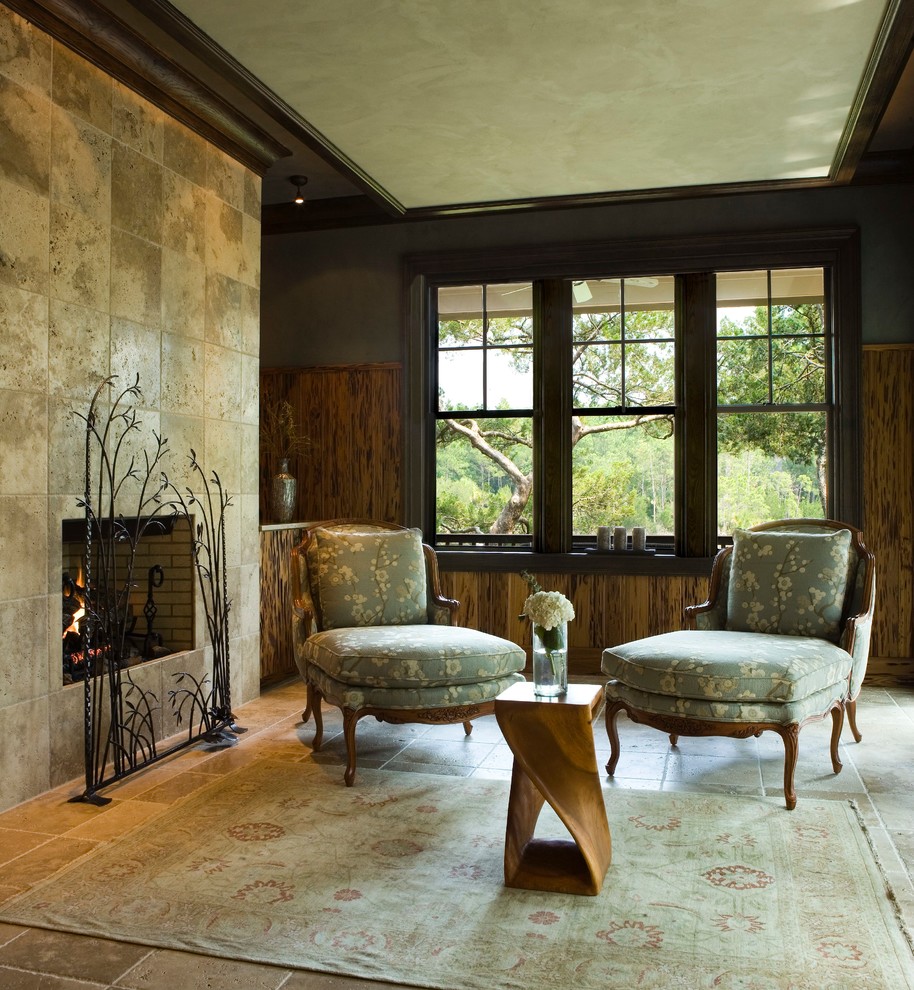 Inspiration for a traditional formal enclosed living room in Charleston with a standard fireplace and a stone fireplace surround.