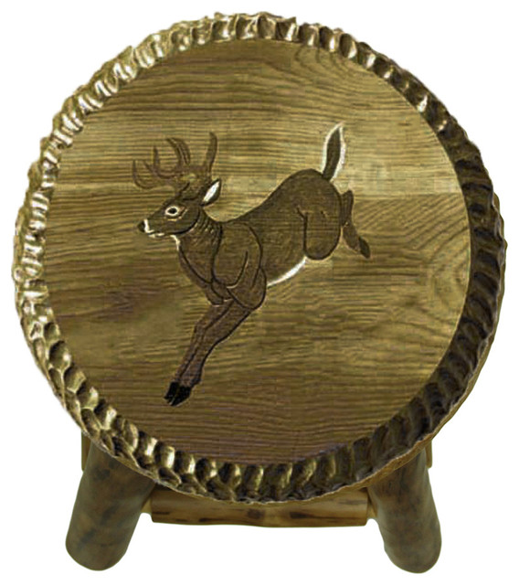 Rustic Handcrafted Wooden Carved Deer Bar Stool 30 Rustic Handcrafted Wooden Carved Deer Bar Stool 30