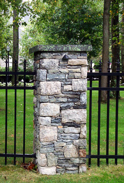 Natural Stone and Brick Pillars - Traditional - Garden - Providence - by  Set In Stone of New England, Inc.