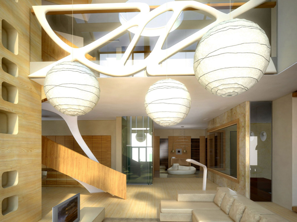 House in a pine forest - the 3D view