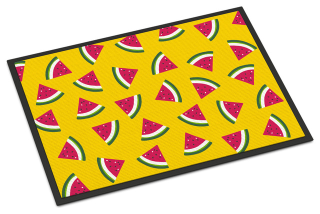 Custom Machine washable Door Mat Black Yellow Chevron