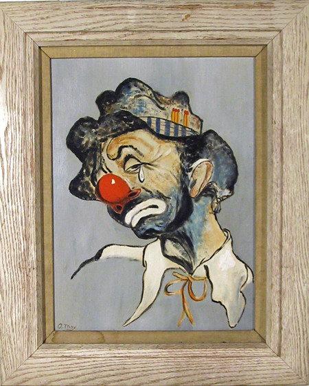 A. May, Sad Clown, Oil Painting