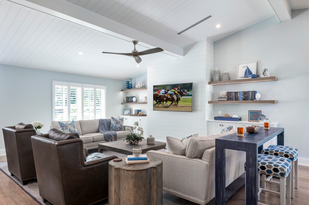 Inspiration for a beach style living room in Tampa.