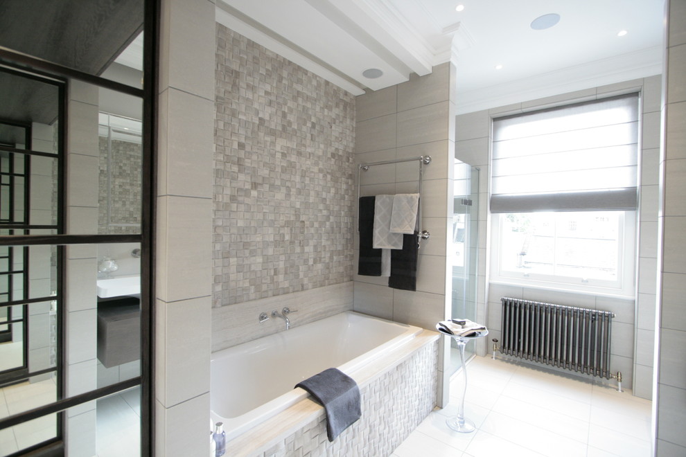 This is an example of a transitional bathroom in London.