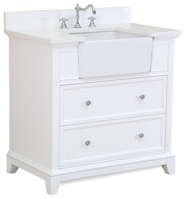 Sophie 36 Bathroom Vanity Base White Top Quartz
