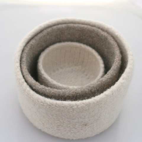 Felted Wool Nesting Bowls, Oatmeal/Winter White by Blackbird Design House