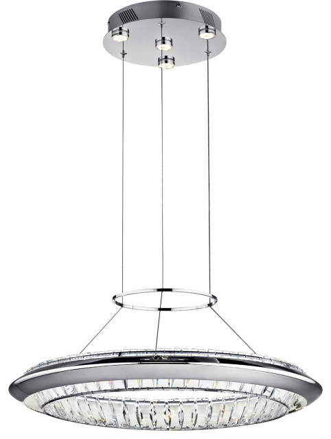Joez LED 24 inch Chrome And Crystal Round Dimmable Chandelier/Pendant
