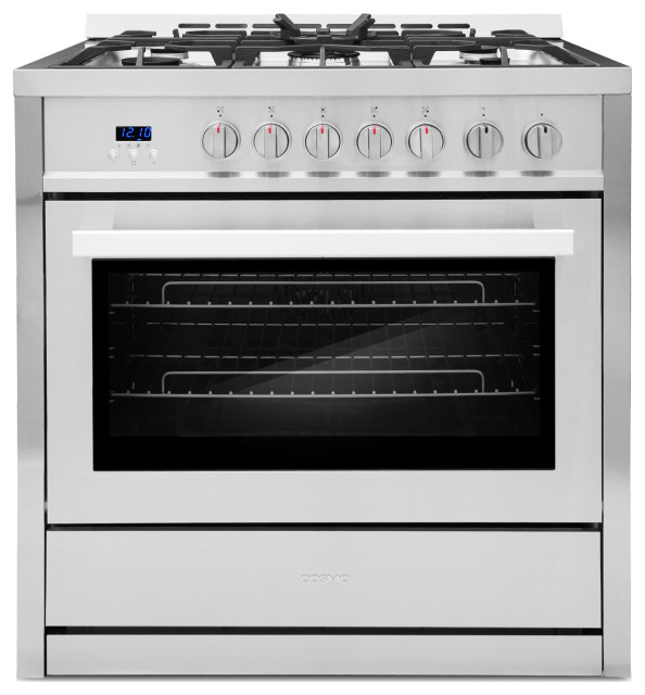Cosmo Gas Range 5 Burners Modern Stainless Steel Convection Oven
