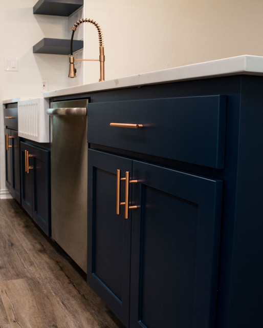 Navy and White Kitchen Remodel Transitional Dallas by Jarrell