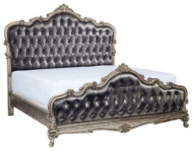 Chantelle Tufted Bed, Silver Gray, King