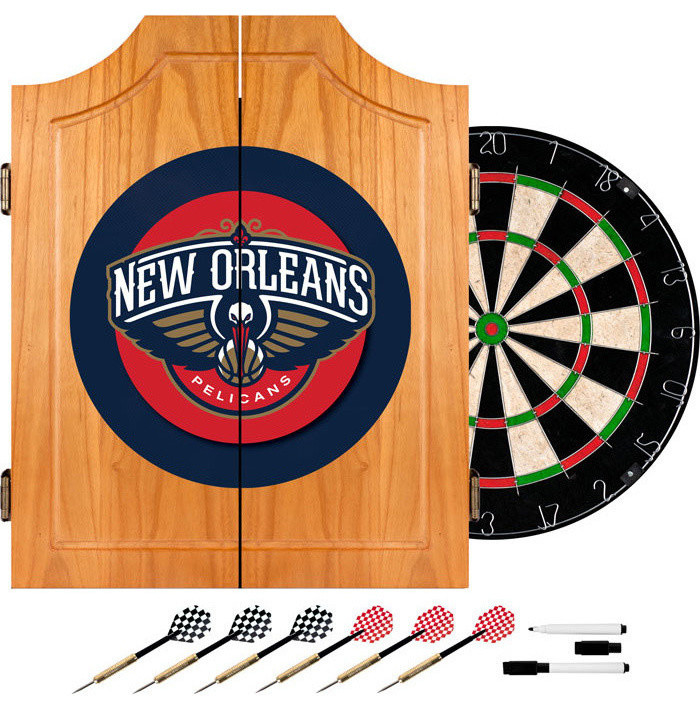 New Orleans Pelicans NBA Wood Dart Cabinet Set