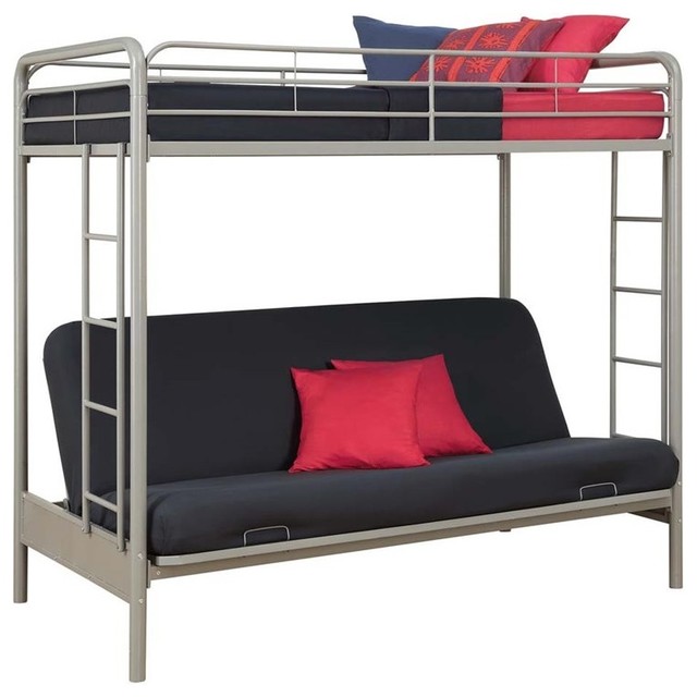 Dhp Twin Over Futon Metal Bunk Bed Silver Contemporary Dhp Twin Over Futon Metal Bunk Bed Silver Contemporary Beds By Homesquare