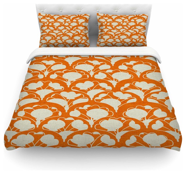 Mice Drew Art Deco In Orange White Duvet Cover Mice Drew Art Deco In Orange White Duvet Cover Cotton Queen Contemporary