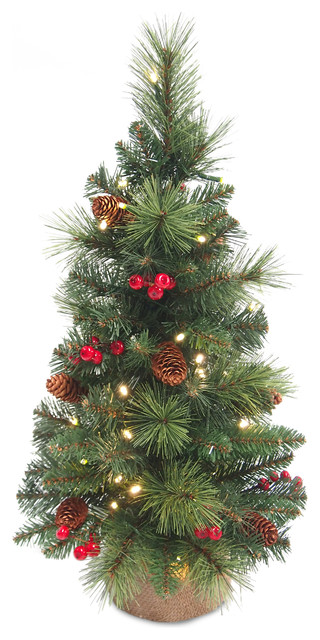 Miniature Pine Cone Berry Tree Wih Battery Operated LED Lights Miniature Pine Cone Berry Tree Wih Battery Operated LED Lights
