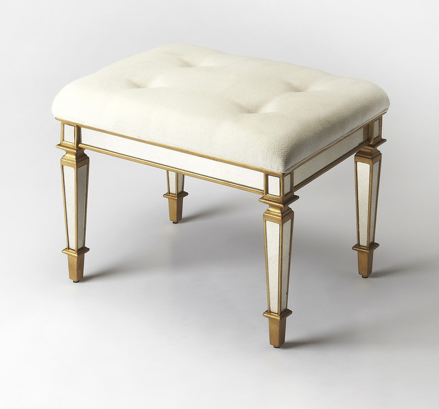 Butler Celeste Mirror And Gold Vanity Seat