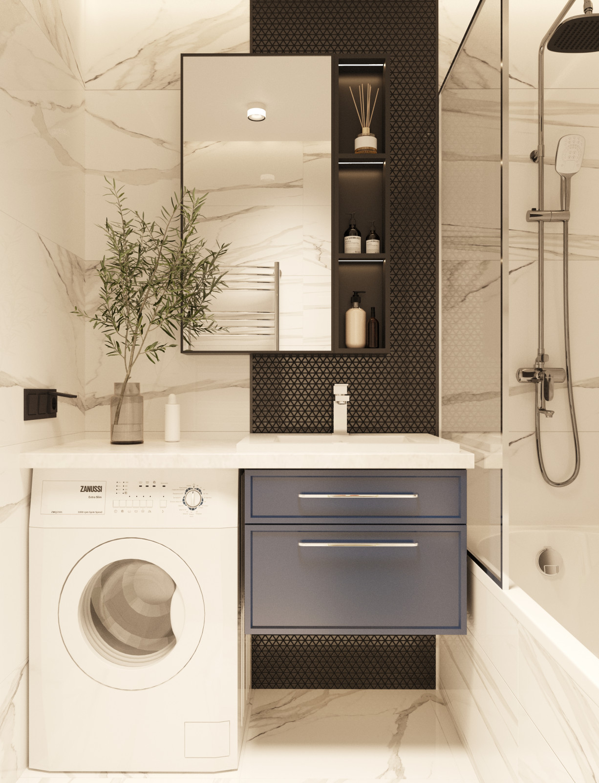 Квартира 64 кв/м в современном стиле, Ультрамарин