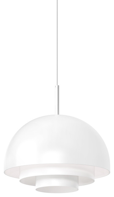 Modern Tiers Dome LED Pendant, Satin White, 12"