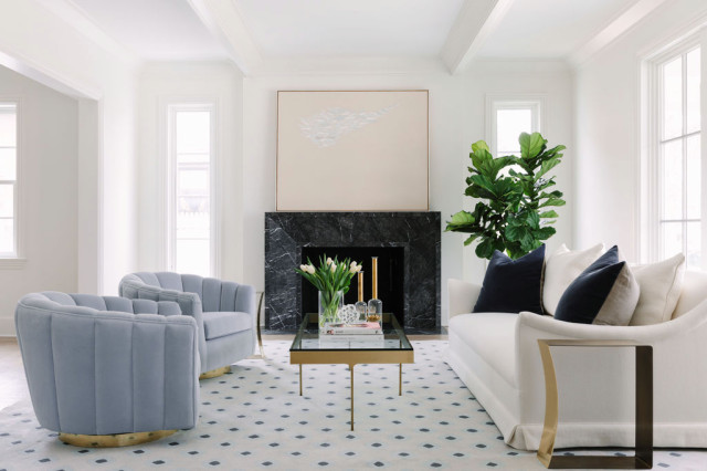 Wilmette White House beach-style-living-room