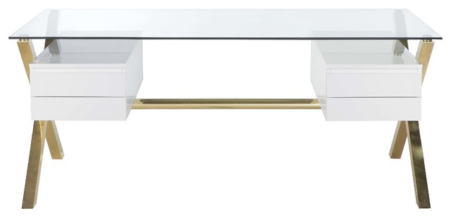 Gold Beverly Desk Large Contemporary Desks And Hutches By