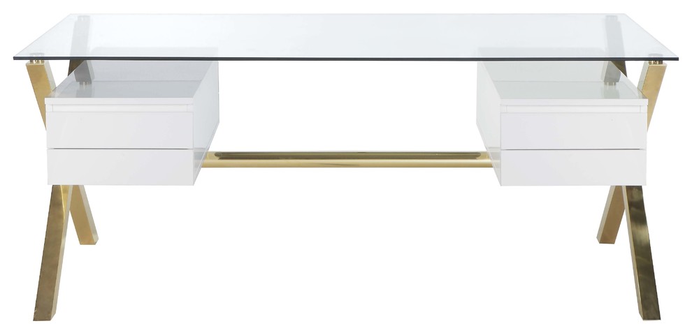 Gold Beverly Desk Large Contemporary Desks And Hutches By