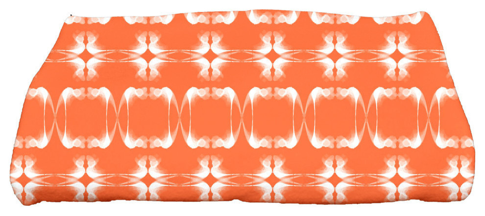 28 x 58-inch, Summer Picnic, Geometric Print Bath Towel, Orange