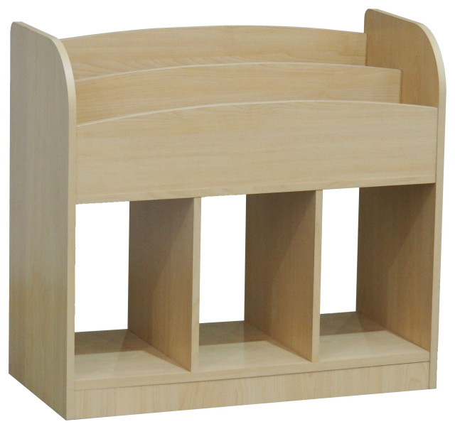 Brahn Cubby Bookcase With Magazine Storage, Natural Wood Transitional