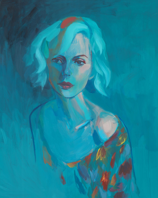 40x50 Teal Girl, Unframed Artwork