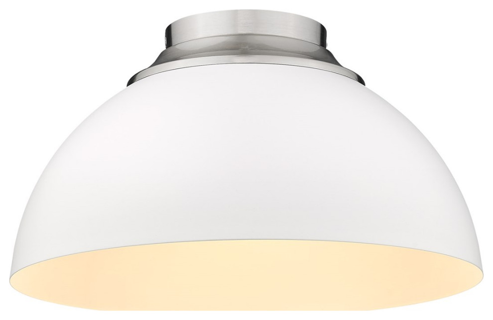 Golden Zoey 3Light Flush Mount 6956FM PWWHT, Pewter Transitional