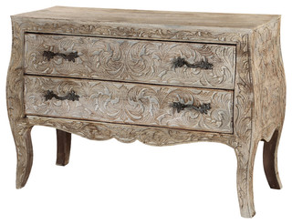 Queen Anne Winter White Mango Wood Vanity 2 Drawer Sideboard