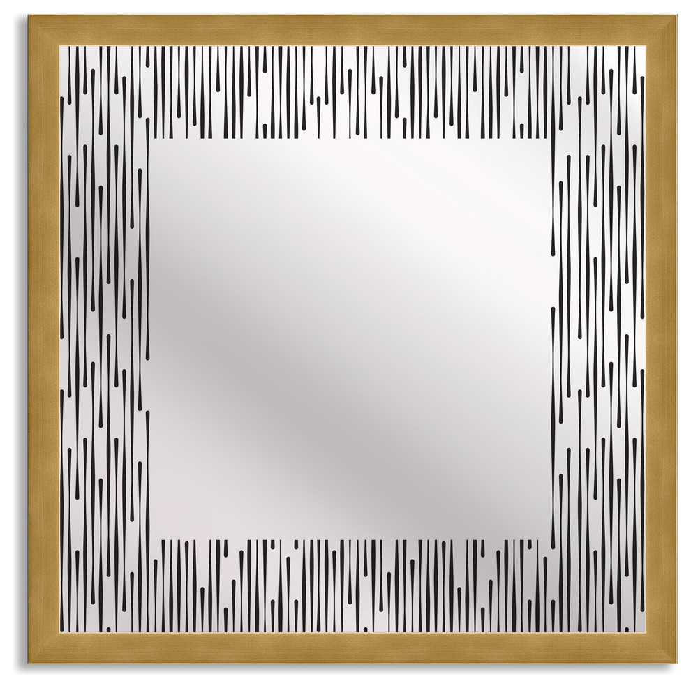 Gallery Direct Midcentury Chic Border Art Mirror With Gold Frame, Square, 18x18