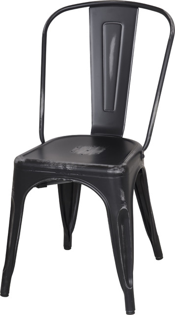Metropolis Metal Side Chairs, Set of 4, Distressed Black