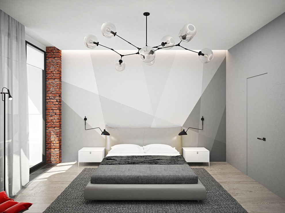 Концепт спальной комнаты в стиле лофт