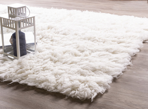 Pure Eco-Friendly Wool Flokati Shag Rug, White, 3'x5'