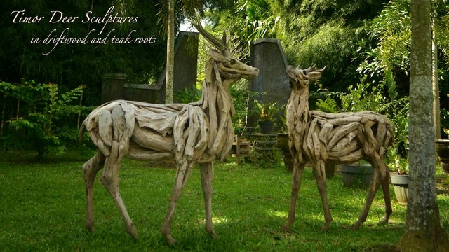 wooden deer sculpture