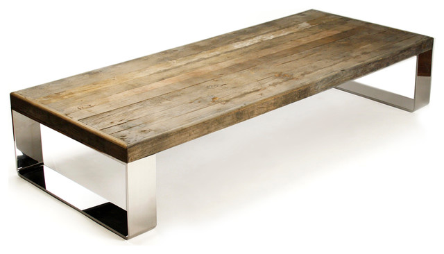Darren Contemporary Reclaimed Wood Steel Coffee Table Darren Contemporary Reclaimed Wood Steel Coffee Table