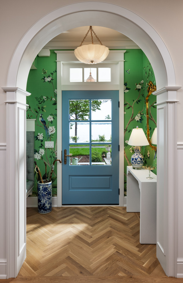 Inspiration for a coastal entryway remodel in Minneapolis